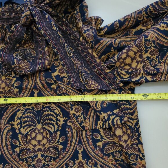A Loves A Peasant bohemian Blouse with Neck Bow Tie in Paisley Print Size Large - Picture 8 of 11